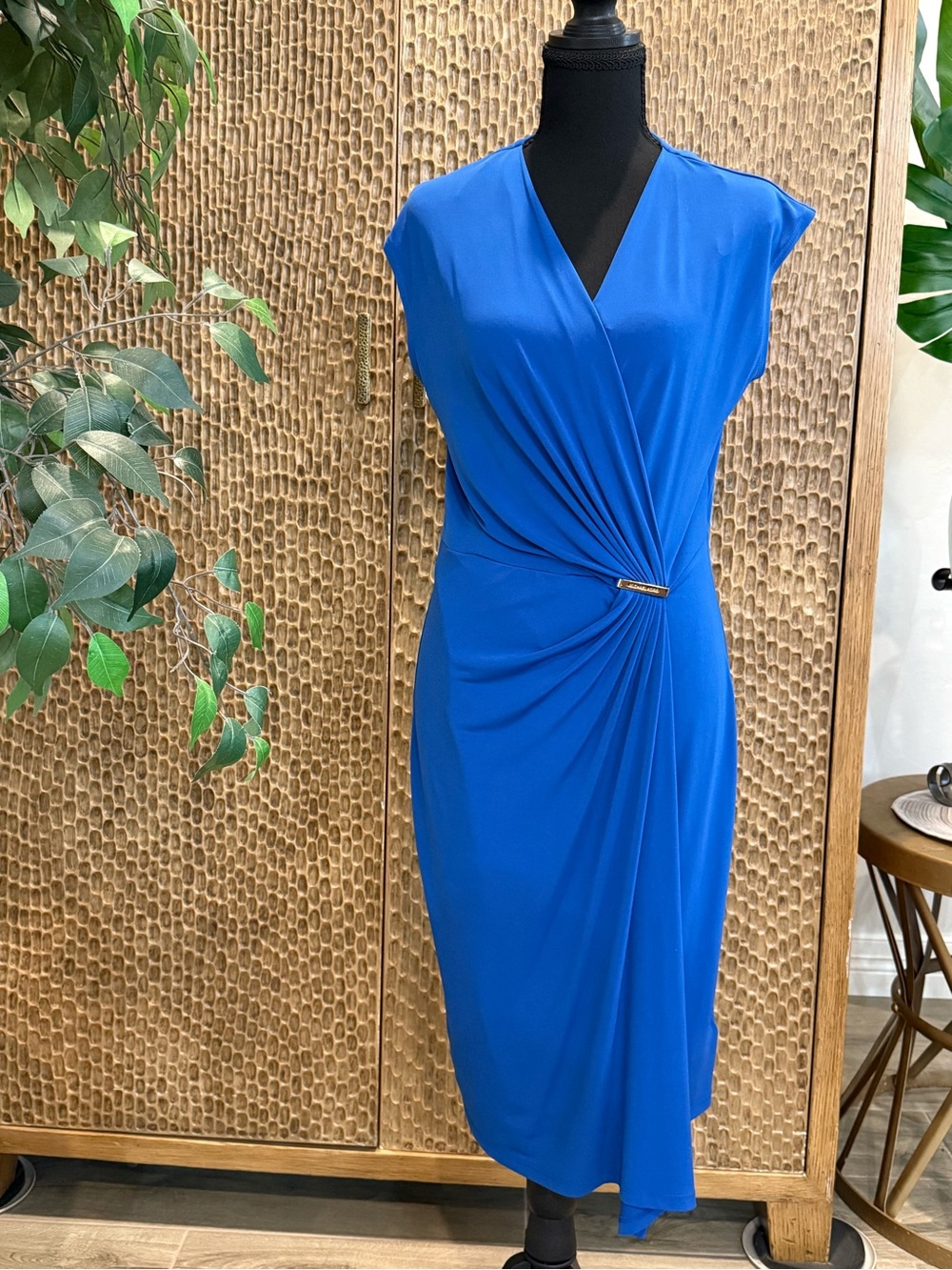 Michael Kors Dress Midi Royal Blue Draped Women Med WORN ONCE
